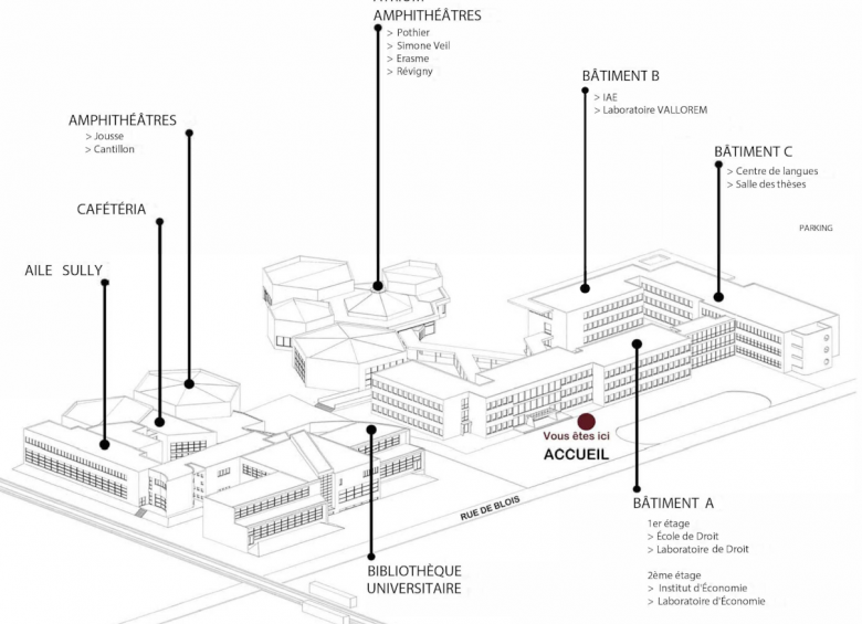 Plan et organisation du campus Madeleine / Carmes